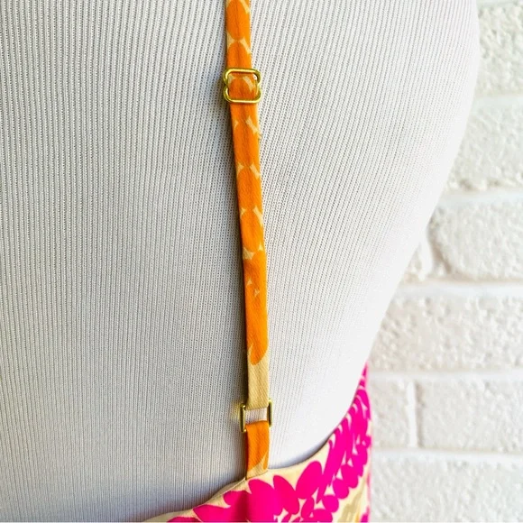 Trina Turk Silk Dress Anargosa Desert Mini Pink and Orange Patterned Size 8 - Picture 7 of 15